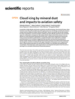 Cloud Icing by Mineral Dust and Impacts to Aviation Safety