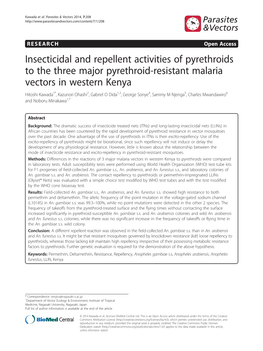 Insecticidal and Repellent Activities of Pyrethroids to the Three Major