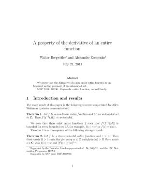 A Property of the Derivative of an Entire Function
