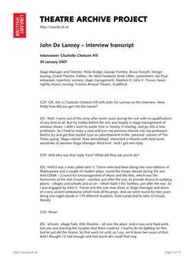 Interview with John De Lannoy