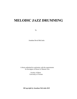 Melodic Jazz Drumming