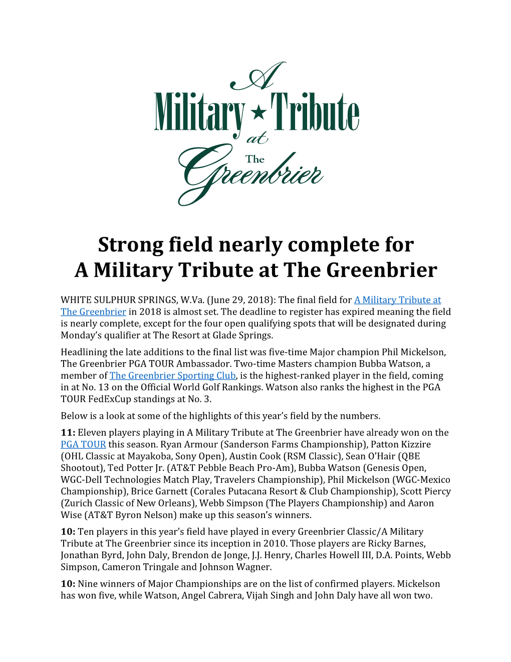 Military Tribute Field