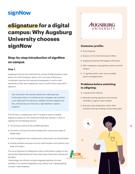 Why Augsburg University Chooses Signnow Customer Profile