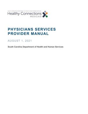 Physicians Services Provider Manual