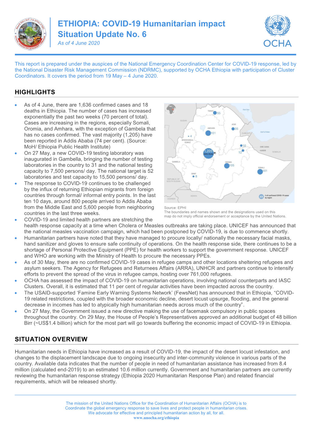 ETHIOPIA: COVID-19 Humanitarian Impact Situation Update No