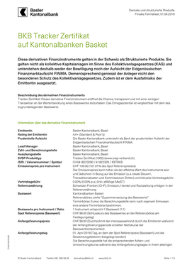 BKB Tracker Zertifikat Auf Kantonalbanken Basket