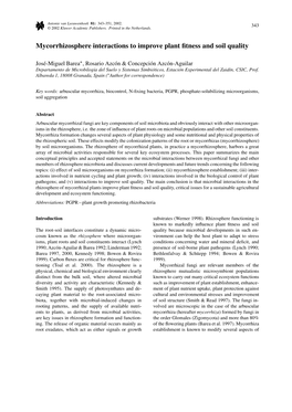 Mycorrhizosphere Interactions to Improve Plant Fitness and Soil Quality