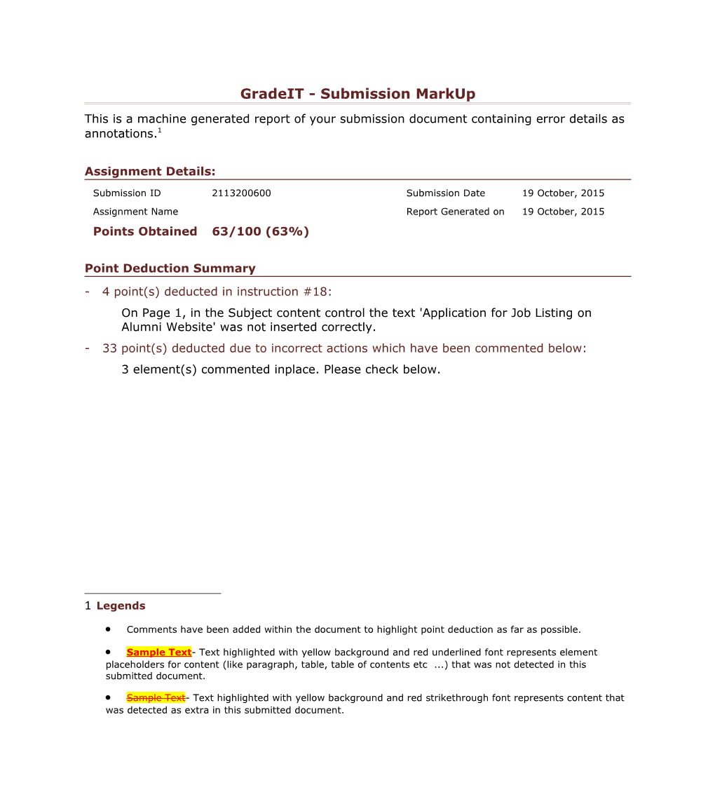 This Is a Machine Generated Report of Your Submission Document Containing Error Details