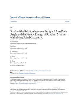 Study of the Relation Between the Spiral Arm Pitch Angle and the Kinetic Energy of Random Motions of the Host Spiral Galaxies, a I