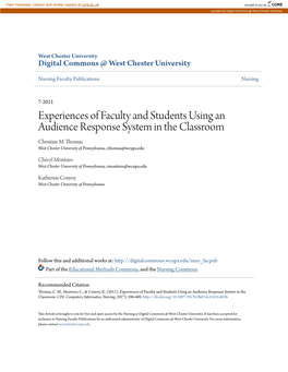 Experiences of Faculty and Students Using an Audience Response System in the Classroom Christine M