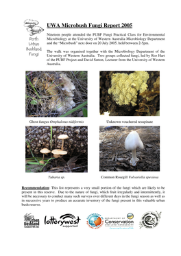 UWA Microbush Fungi Report 2005