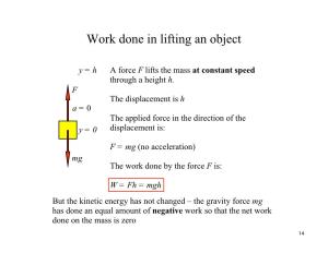 Work Done in Lifting an Object