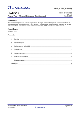 RL78/G14 RESH-OS-MC-20001 Rev.1.00 Power Tool 120 Deg