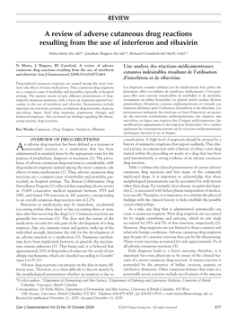 A Review of Adverse Cutaneous Drug Reactions Resulting from the Use of Interferon and Ribavirin