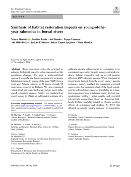 Synthesis of Habitat Restoration Impacts on Young-Of-The-Year