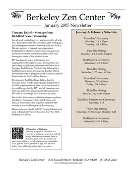 Berkeley Zen Center January 2005 Newsletter