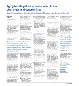Aging Female Patients Present New Clinical Challenges and Opportunities Ophthalmology Has a Role in Detecting Diseases of the Eye – and the Rest of the Body