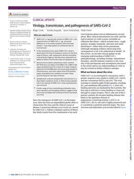 Virology, Transmission, and Pathogenesis of SARS-Cov-2