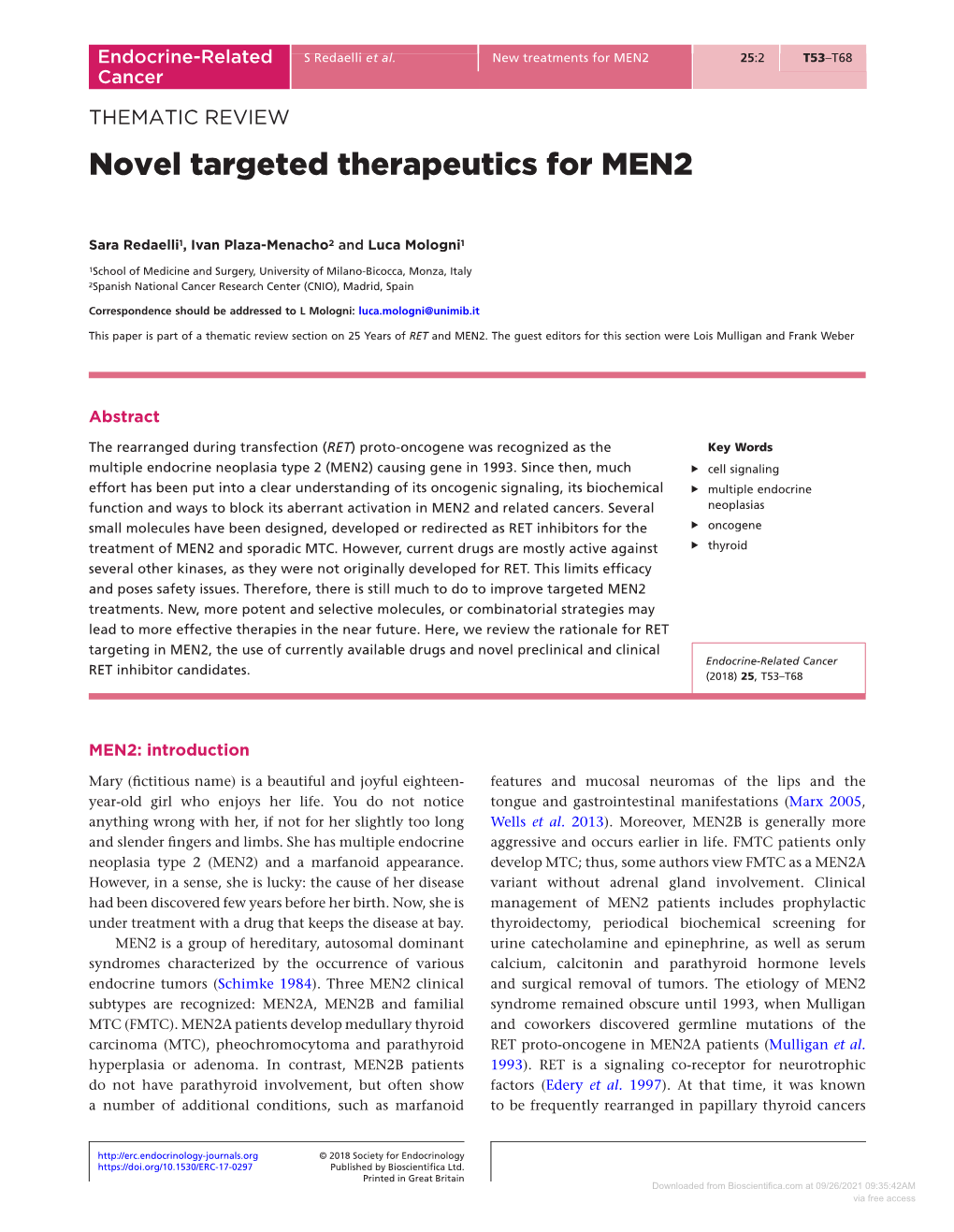 Downloaded from Bioscientifica.Com at 09/26/2021 09:35:42AM Via Free Access