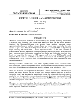 Chapter 19: Moose Management Report