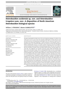 Otrosina Heterobasidion Taxonomy Paper