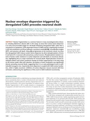 Nuclear Envelope Dispersion Triggered by Deregulated Cdk5 Precedes Neuronal Death