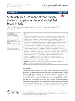 Sustainability Assessment of Food Supply Chains