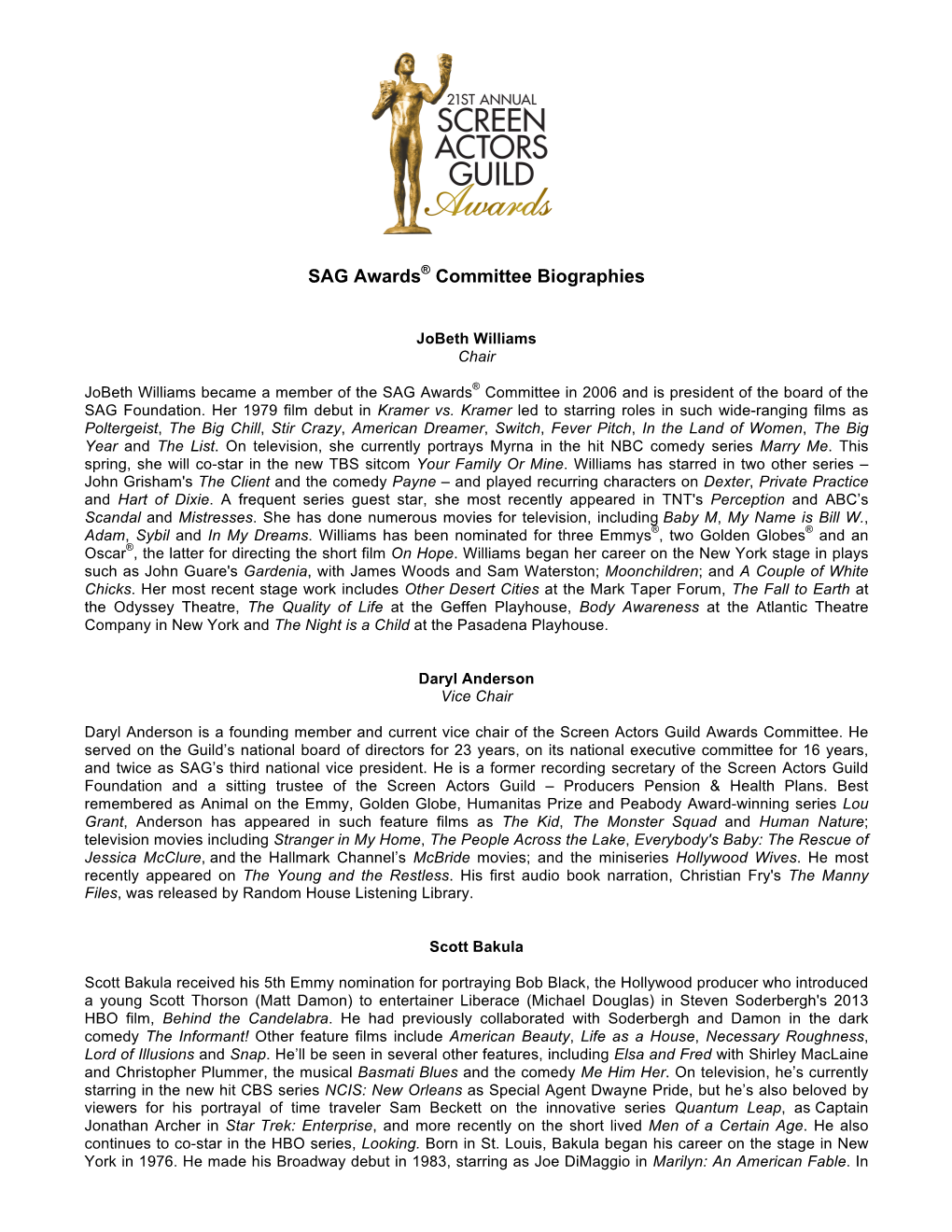 SAG Awards® Committee Biographies