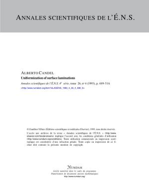 Uniformization of Surface Laminations Annales Scientiﬁques De L’É.N.S