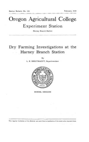 Oregon Agricultural College Experiment Station Harney Branch Station