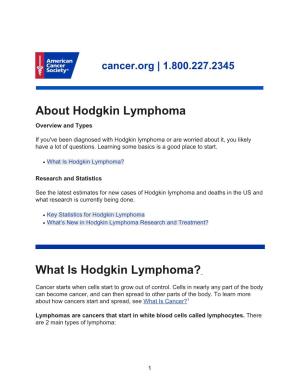What Is Hodgkin Lymphoma?