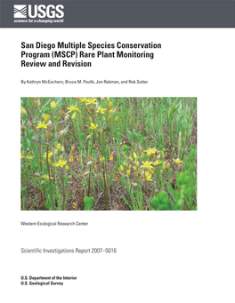 San Diego Multiple Species Conservation Program (MSCP) Rare Plant Monitoring Review and Revision