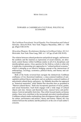 Toward a Caribbean Cultural Political Economy The