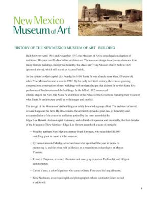 History of the New Mexico Museum of Art Building