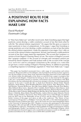 A Positivist Route for Explaining How Facts Make Law