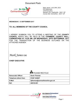 (Public Pack)Agenda Document for County Council, 20/09/2017 10:00