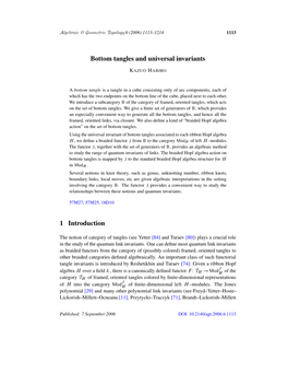 Bottom Tangles and Universal Invariants