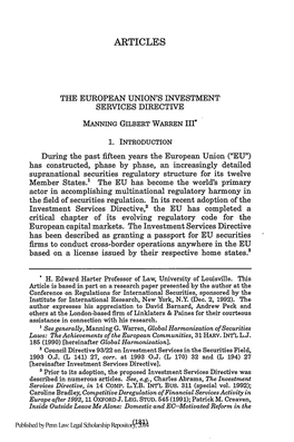 The European Union's Investment Services Directive
