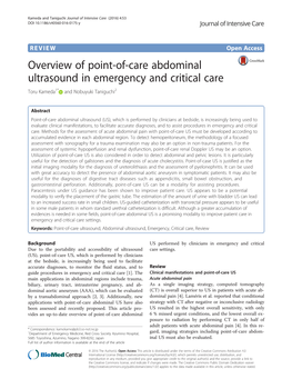 Overview of Point-Of-Care Abdominal Ultrasound in Emergency and Critical Care Toru Kameda1* and Nobuyuki Taniguchi2