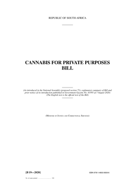 Cannabis for Private Purposes Bill