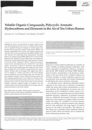 Volatile Organic Compounds, Polycyclic Aromatic Hydrocarbons and Elements in the Air of Ten Urban Homes