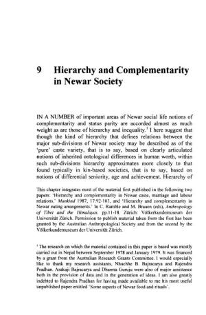9 Hierarchy and Complementarity in N Ewar Society