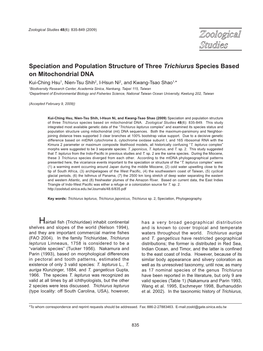 Speciation and Population Structure of Three Trichiurus Species Based