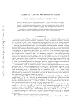 Algebraic Matroids and Frobenius Flocks