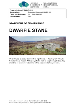 Dwarfie Stane Statement of Significance