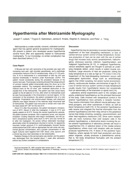 Hyperthermia After Metrizamide Myelography