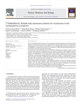 Fmener-D2: Reliable Fully-Automated Synthesis for Visualization of the Norepinephrine Transporter