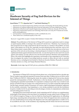 Hardware Security of Fog End-Devices for the Internet of Things