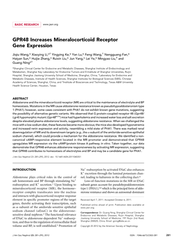 GPR48 Increases Mineralocorticoid Receptor Gene Expression