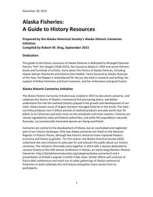 Alaska Fisheries: a Guide to History Resources